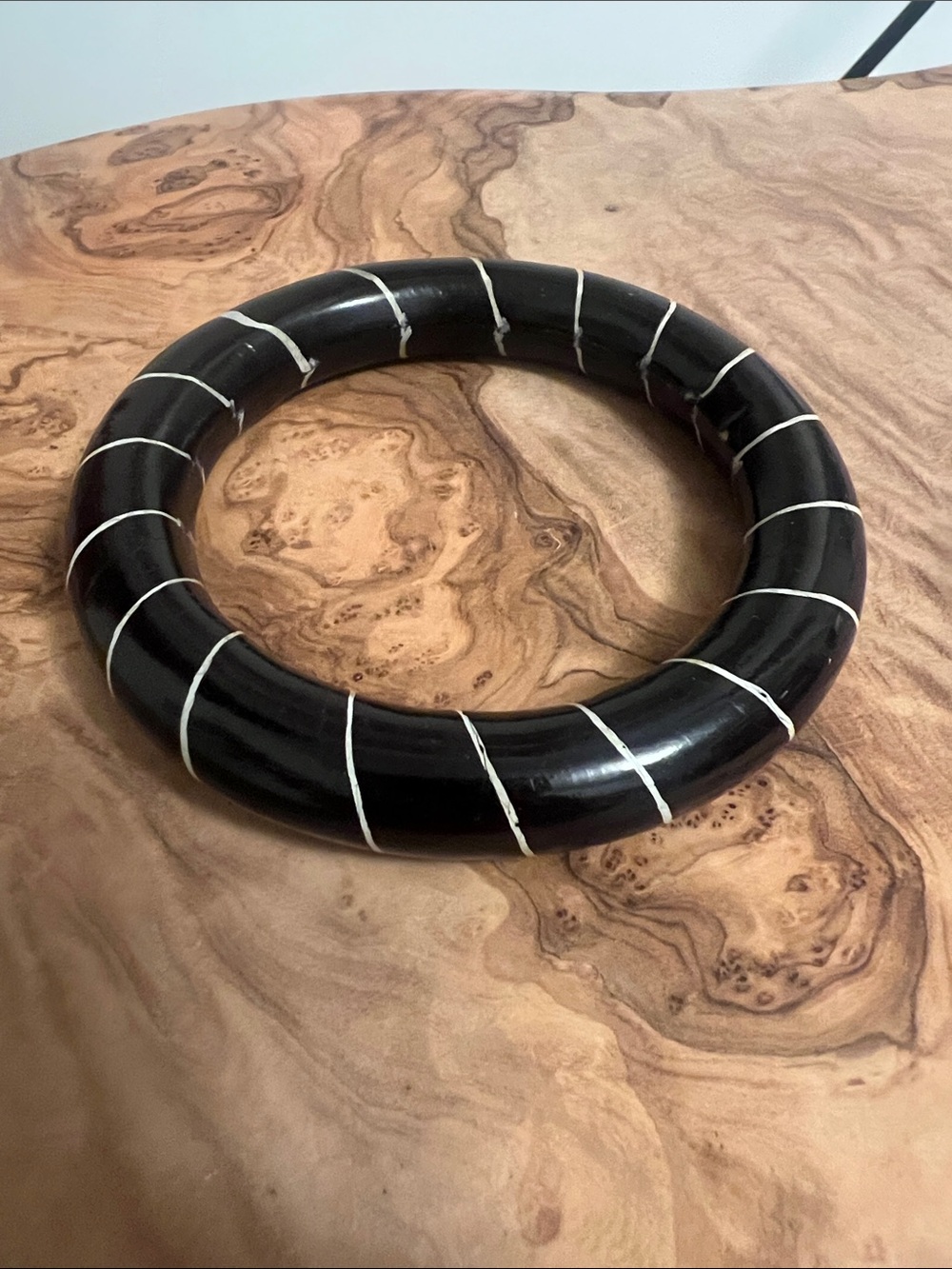Vintage 1970s handpainted Wooden Bangle Bracelet